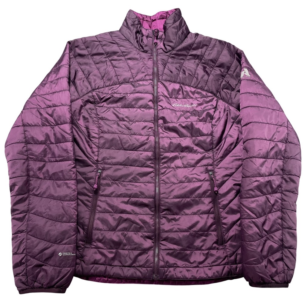 Eddie Bauer First Ascent Jacket Womens Medium Purple Reversible Puffer Outdoor